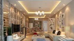 Ustunli fotosurat bilan yashash xonasi
