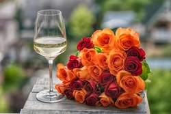 Photo of one rose in the kitchen