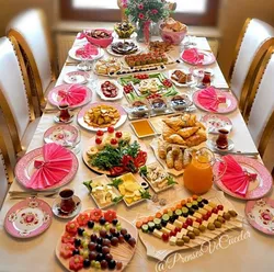 Festive table in the kitchen photo
