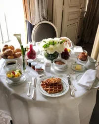 Festive Table In The Kitchen Photo