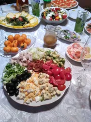 Festive table in the kitchen photo