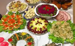 Festive table in the kitchen photo