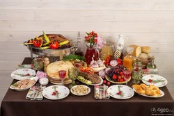 Festive table in the kitchen photo