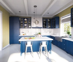 Kitchen For Blue Wallpaper Photo