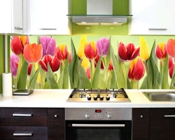 Photo of flowers for kitchen panel