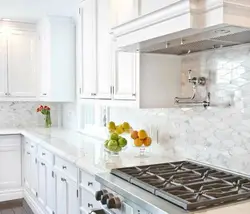 White kitchen apron marble photo