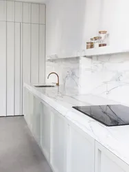 White kitchen apron marble photo