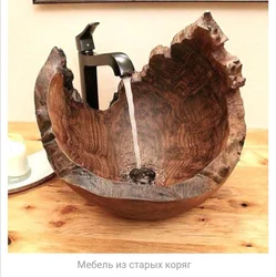 Ванна раковина из дерева фото