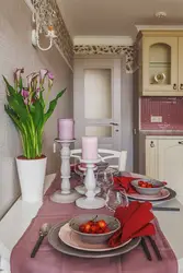 Kitchen interior with roses photo