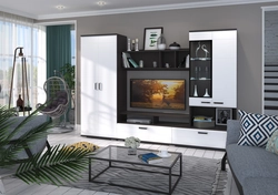 Living room wenge white gloss photo