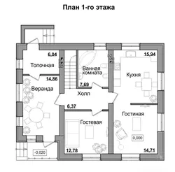 План дома з гасцінай фота