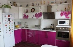 Flowers on kitchen cabinets photo