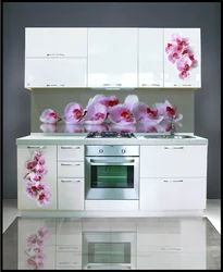 Flowers on kitchen cabinets photo