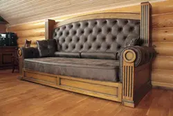 Wooden sofa for living room photo
