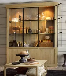 Kitchen utensils behind glass photo