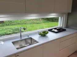 Horizontal window in the kitchen photo