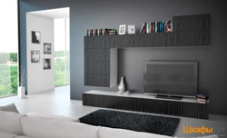 Gray wardrobe in the living room photo