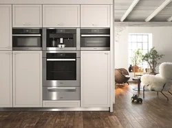 Kitchen oven with refrigerator photo