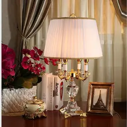 Table lampshade in the bedroom photo