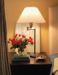 Table lampshade in the bedroom photo