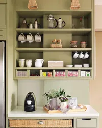 Narrow shelves in the kitchen photo