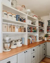 Narrow shelves in the kitchen photo