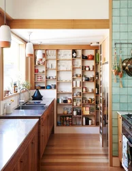 Narrow shelves in the kitchen photo