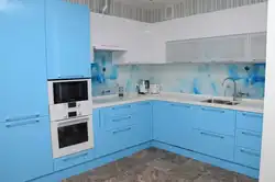 Все голубые угловые кухни фото
