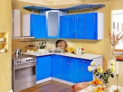 Усе блакітныя кутнія кухні фота