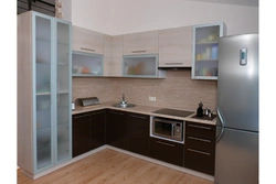 Corner kitchens with photo glass