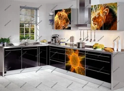 Corner kitchens with photo glass