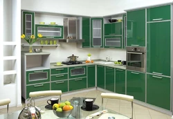 Corner kitchens with photo glass