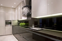 Corner kitchens with photo glass