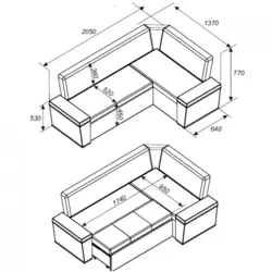 Photo sizes of sofas for the kitchen