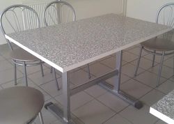 Metal table for kitchen photo