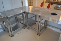 Metal table for kitchen photo