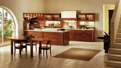 Brown table in the kitchen photo
