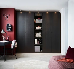 Dark wardrobes in the bedroom photo