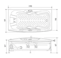 Dimensions of the jacuzzi in the bathroom photo