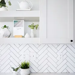 Herringbone tiles in the kitchen photo