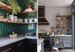 Herringbone tiles in the kitchen photo