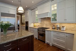 White kitchen brown apron photo