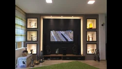 Living room photo niches with lighting