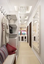 Shelves in a narrow hallway photo