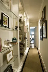 Shelves in a narrow hallway photo