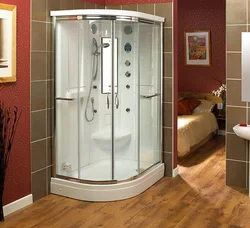 Corner bathroom cabins photo