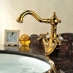 Golden bath mixer photo