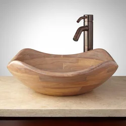 Wooden sinks and bathtubs photo