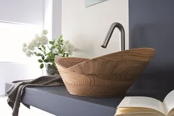 Wooden bathroom sink photo