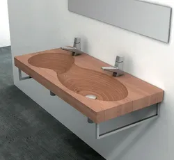 Taxta vanna otağı lavabo fotoşəkili